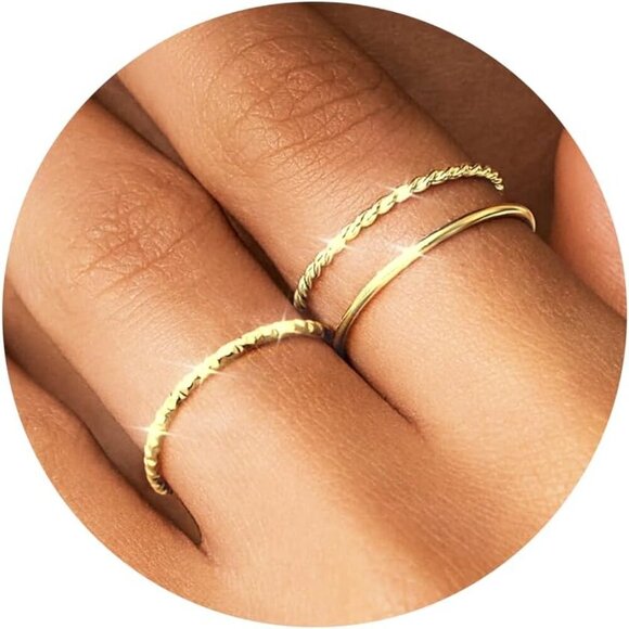 Silver Rings for Women Non Tarnish, Gold Wedding Bands for Men, Stainless Steel - Picture 1 of 8